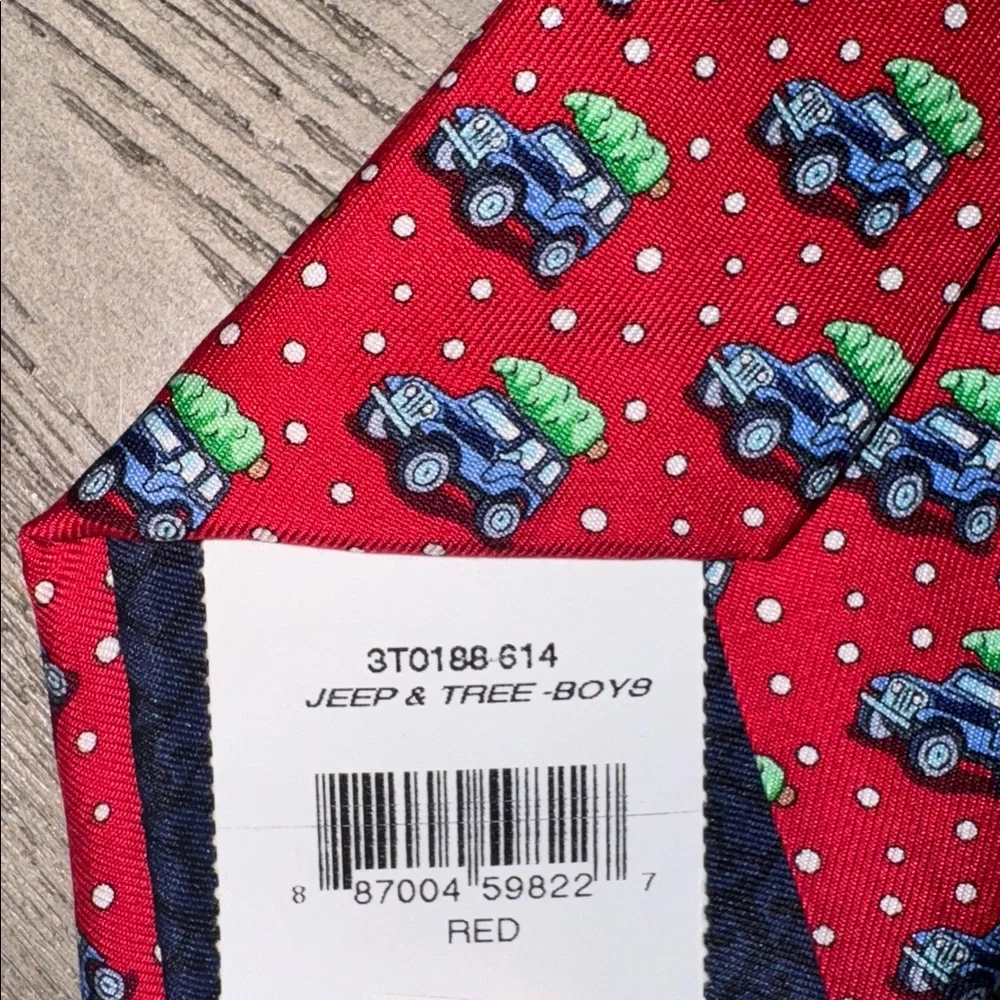 Vineyard Vines Red Jeep Woody Tree Pattern Tie